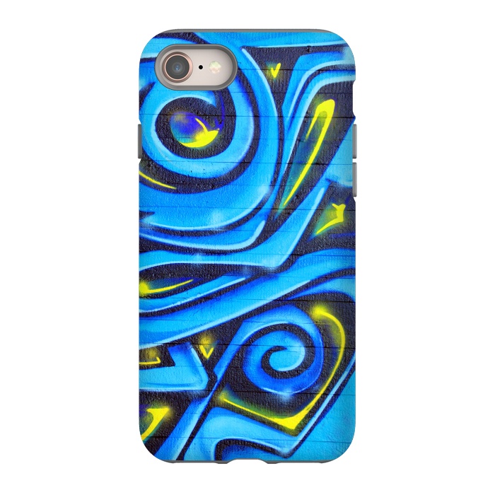 iPhone 8 StrongFit Blue Yellow Graffiti by Andrea Haase