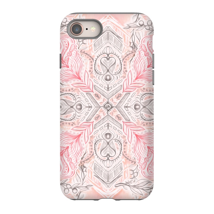 iPhone 8 StrongFit Boho Soft Peach Pink Tribal Pattern by Micklyn Le Feuvre