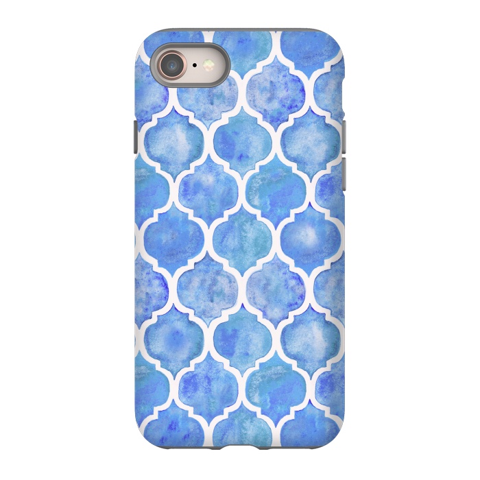 iPhone 8 StrongFit Cornflower Blue Textured Moroccan Pattern by Micklyn Le Feuvre