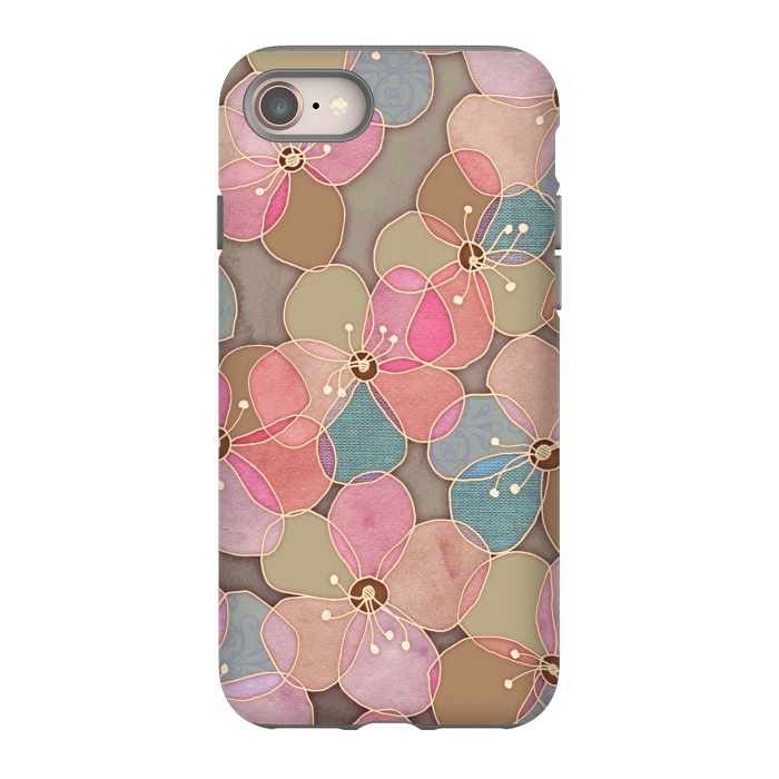 iPhone 8 StrongFit Simple Floral in Soft Neutrals and Pink by Micklyn Le Feuvre