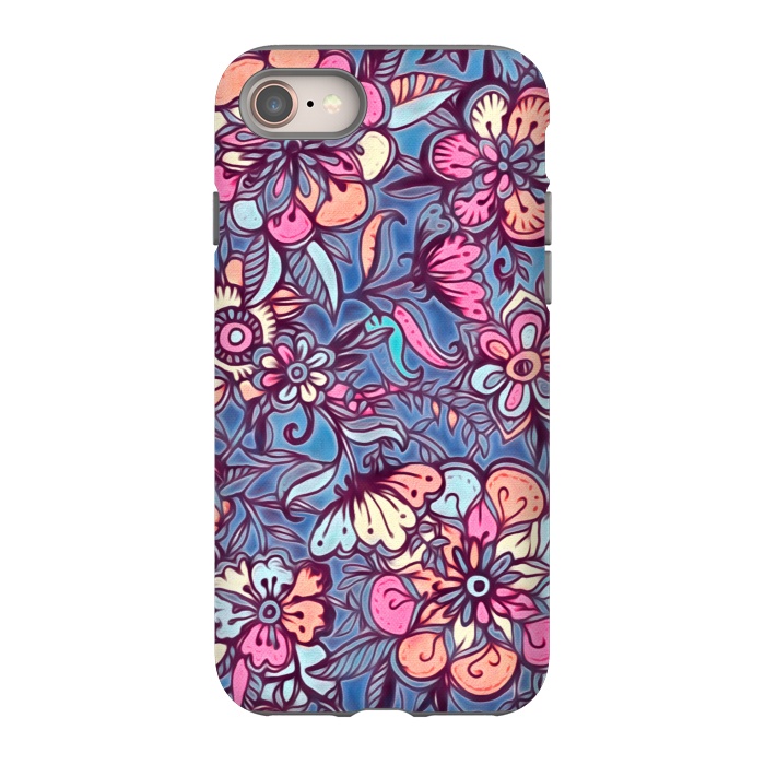iPhone 8 StrongFit Sweet Spring Floral - soft indigo & candy pastels by Micklyn Le Feuvre