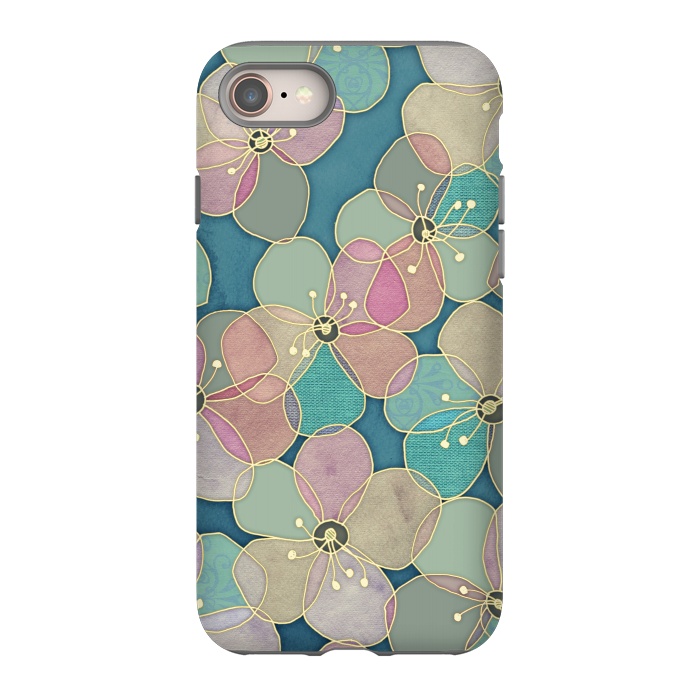 iPhone 8 StrongFit It's Always Summer Somewhere - floral pattern on teal by Micklyn Le Feuvre