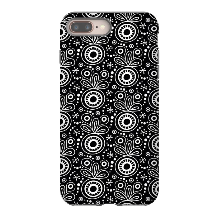 iPhone 8 plus StrongFit Abstract Doodle Pattern Black by Majoih