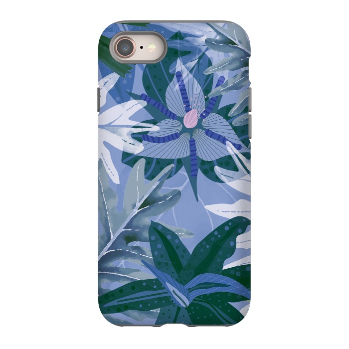 iPhone 8 StrongFit Blue Purple Aloha Tropical Jungle  by  Utart