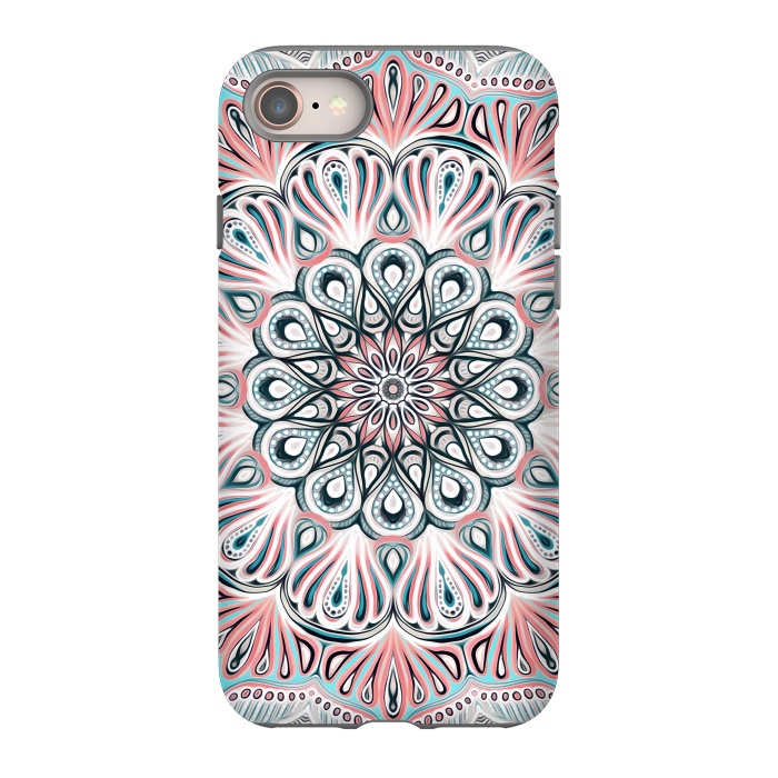 iPhone 8 StrongFit Expansion - boho mandala in soft salmon pink & blue by Micklyn Le Feuvre
