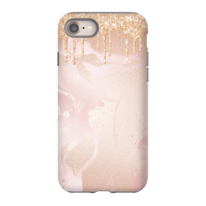 iPhone 8 StrongFit Gold Glitter Rain on Blush Marble by  Utart