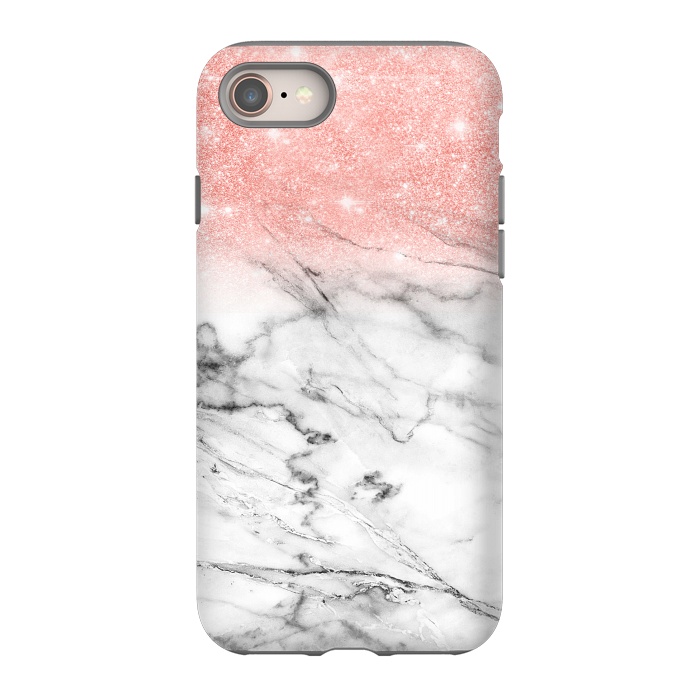 iPhone 8 StrongFit Rose Gold Glitter on Marble by  Utart