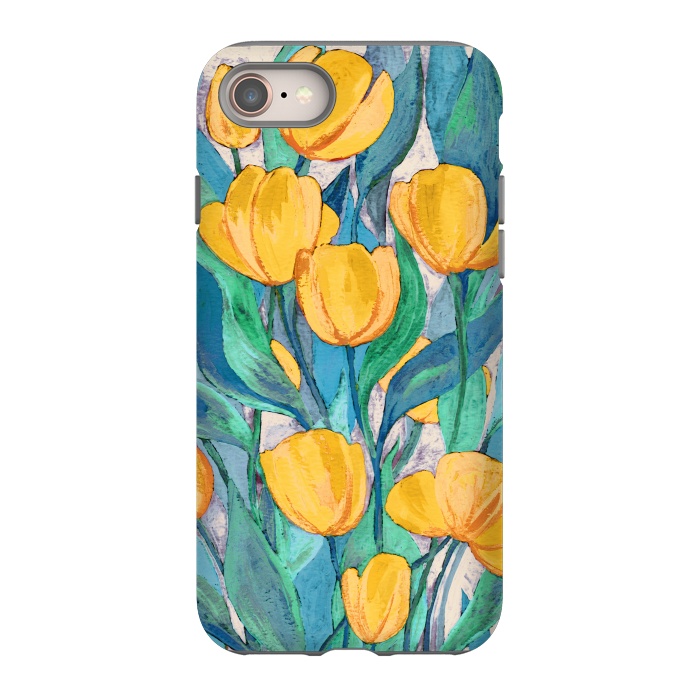 iPhone 8 StrongFit Blooming Golden Tulips in Gouache  by Micklyn Le Feuvre