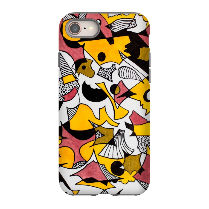 iPhone 8 StrongFit Abstract Shapes in Yellow, Red and Gold by Paula Ohreen