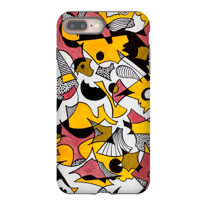iPhone 8 plus StrongFit Abstract Shapes in Yellow, Red and Gold by Paula Ohreen