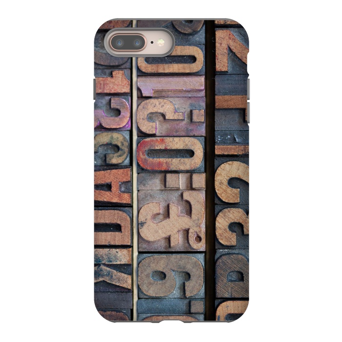 iPhone 8 plus StrongFit Old Wooden Print Blocks by Andrea Haase