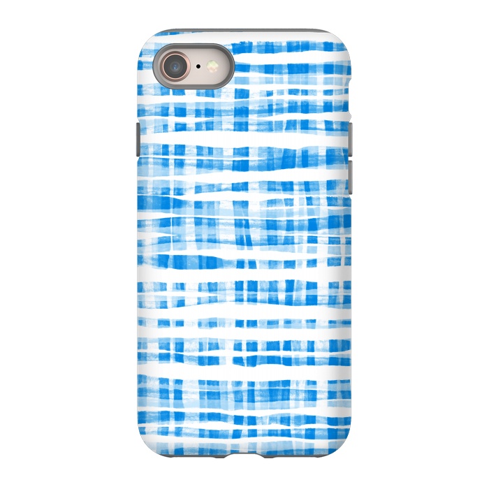 iPhone 8 StrongFit Happy Cobalt Blue Hand Painted Gingham by Micklyn Le Feuvre