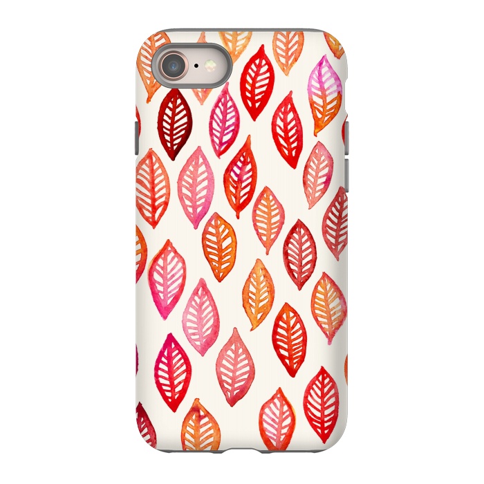 iPhone 8 StrongFit Watercolor Leaf Pattern in Autumn Colors by Micklyn Le Feuvre