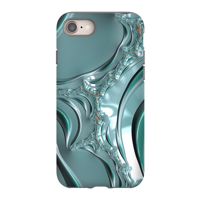 iPhone 8 StrongFit Shiny blue teal fractal 2 by Andrea Haase