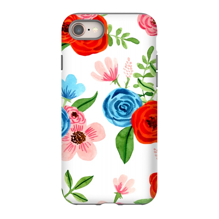 iPhone 8 StrongFit White Ditsy Block Floral Garden Print by Becky Starsmore