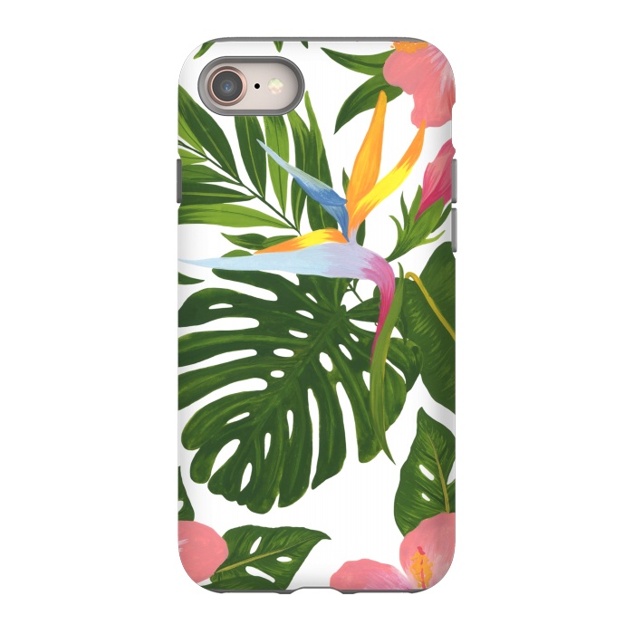 iPhone 8 StrongFit Bird Of Paradise Jungle Floral Print by Becky Starsmore