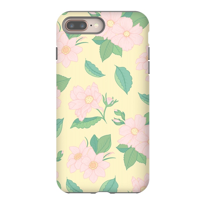 iPhone 8 plus StrongFit Yellow Pastel Floral Print by Becky Starsmore