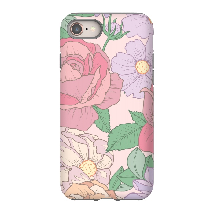 iPhone 8 StrongFit Pink Summer Rose Floral Bouquet by Becky Starsmore