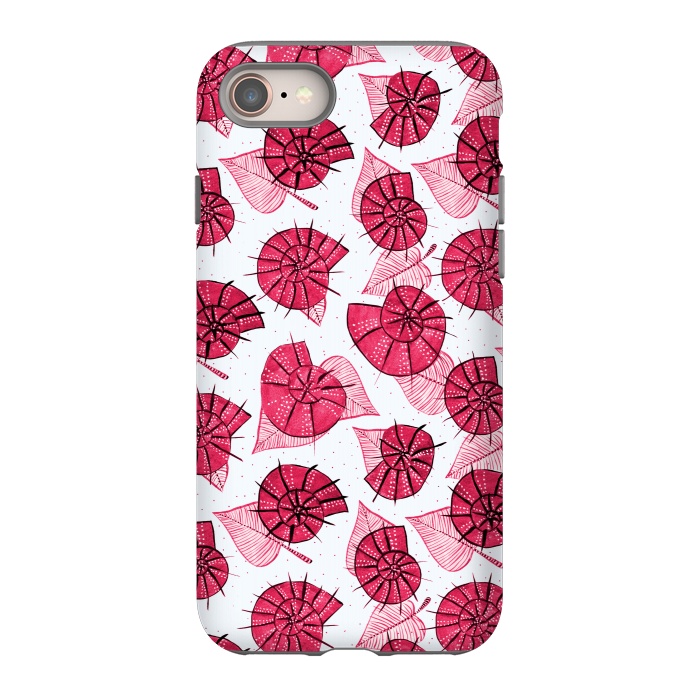 iPhone 8 StrongFit Pink Snails And LeavesPattern by Boriana Giormova