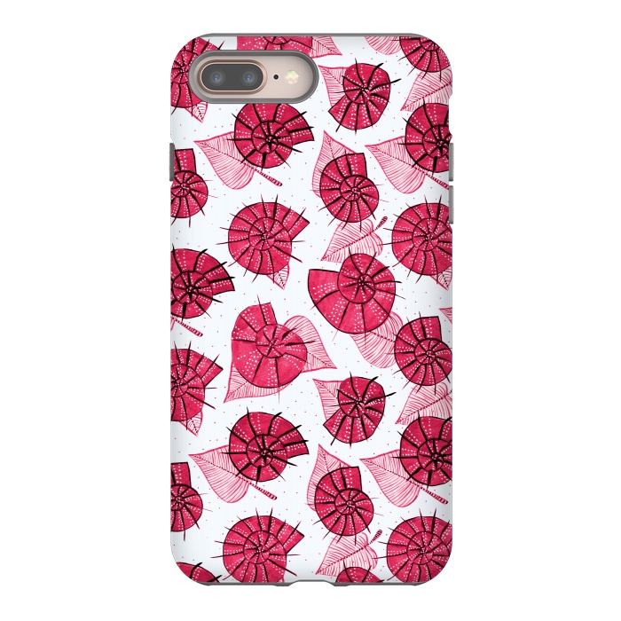 iPhone 8 plus StrongFit Pink Snails And LeavesPattern by Boriana Giormova
