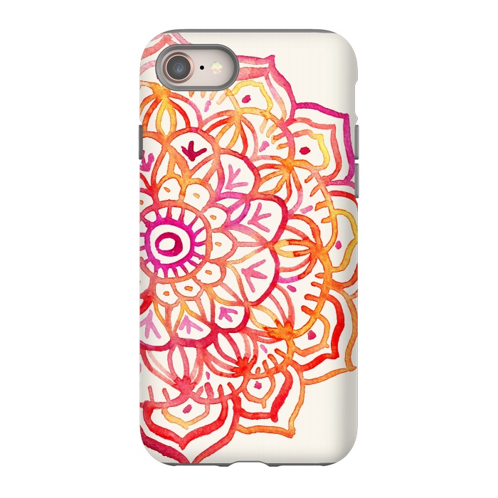 iPhone 8 StrongFit Watercolor Mandala in Sunset Colors by Micklyn Le Feuvre