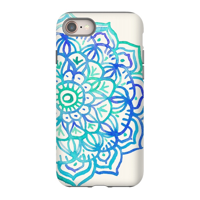 iPhone 8 StrongFit Watercolor Mandala in Ocean Colors by Micklyn Le Feuvre