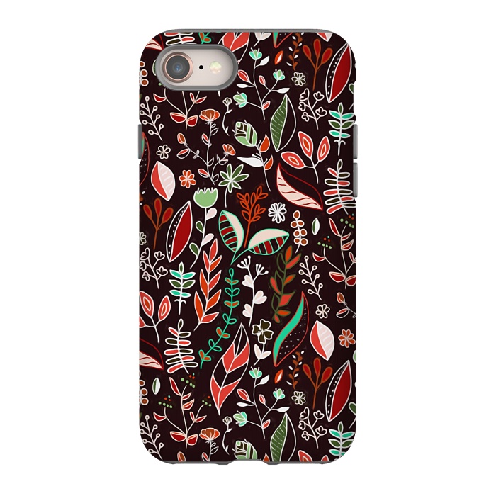 iPhone 8 StrongFit Autumn Nature Doodle On Brown  by Tigatiga
