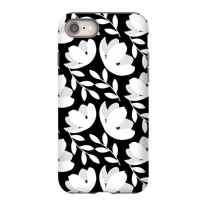 iPhone 8 StrongFit Black and White Floral Pattern by Allgirls Studio