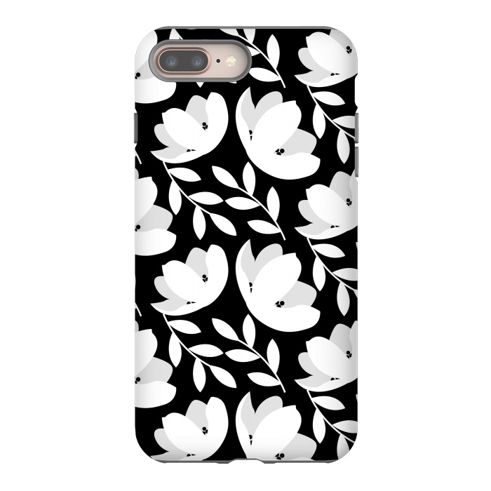 iPhone 8 plus StrongFit Black and White Floral Pattern by Allgirls Studio