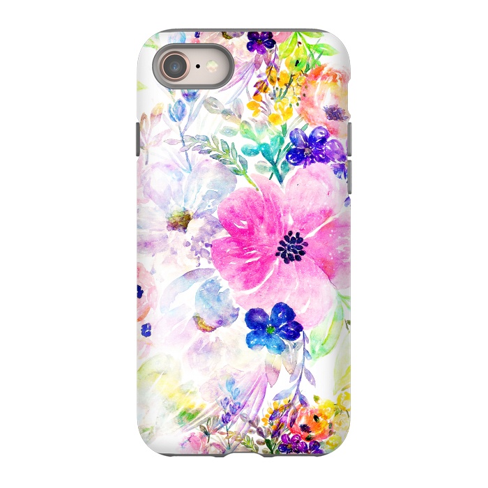 iPhone 8 StrongFit Pretty watercolor floral hand paint design by InovArts
