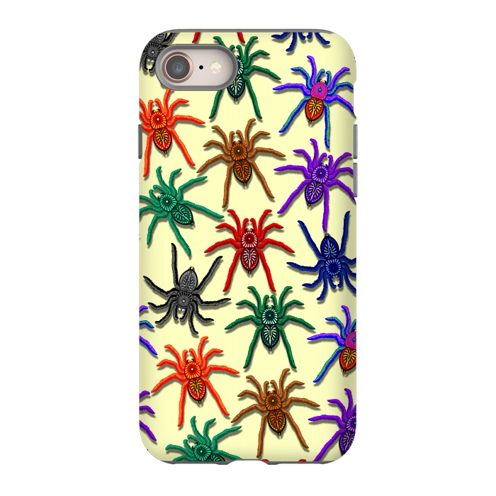 iPhone 8 StrongFit Spiders Colorful Halloween Tarantulas Pattern by BluedarkArt