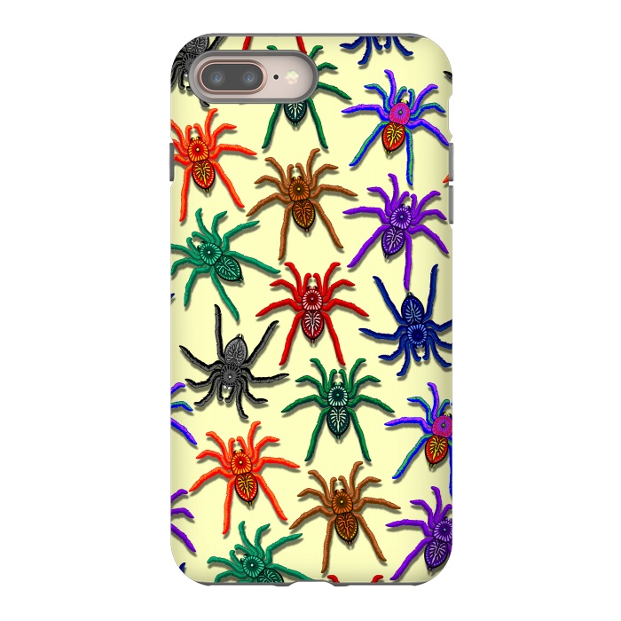 iPhone 8 plus StrongFit Spiders Colorful Halloween Tarantulas Pattern by BluedarkArt