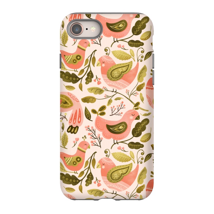 iPhone 8 StrongFit Peachy Keen Birds by Noonday Design