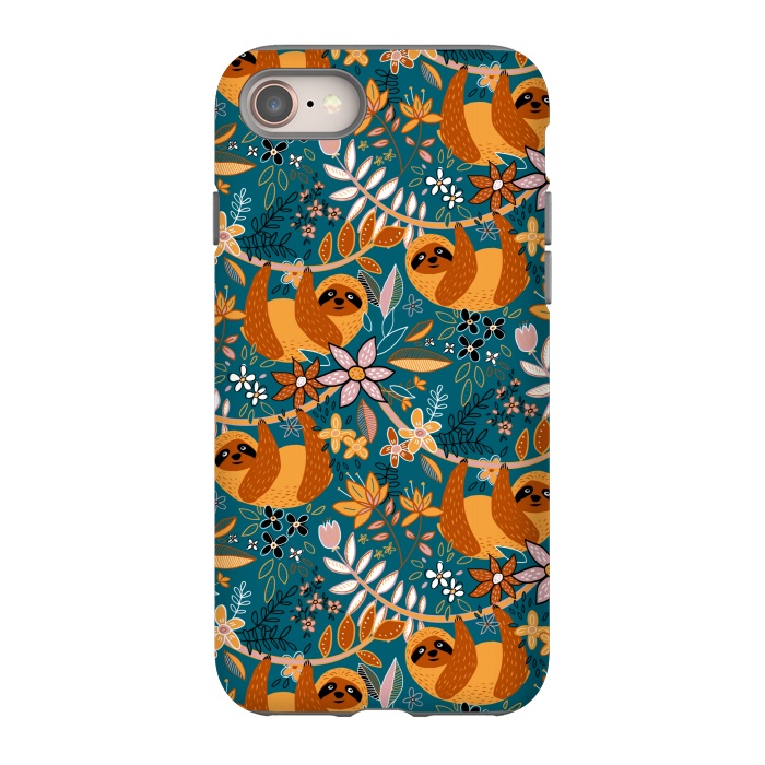 iPhone 8 StrongFit Cute Boho Sloth Floral  by Micklyn Le Feuvre