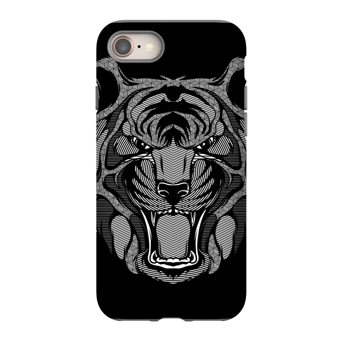 iPhone 8 StrongFit Tiger Zentangle by Afif Quilimo