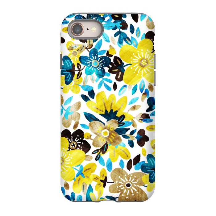 iPhone 8 StrongFit Happy Yellow & Turquoise Floral Collage by Micklyn Le Feuvre
