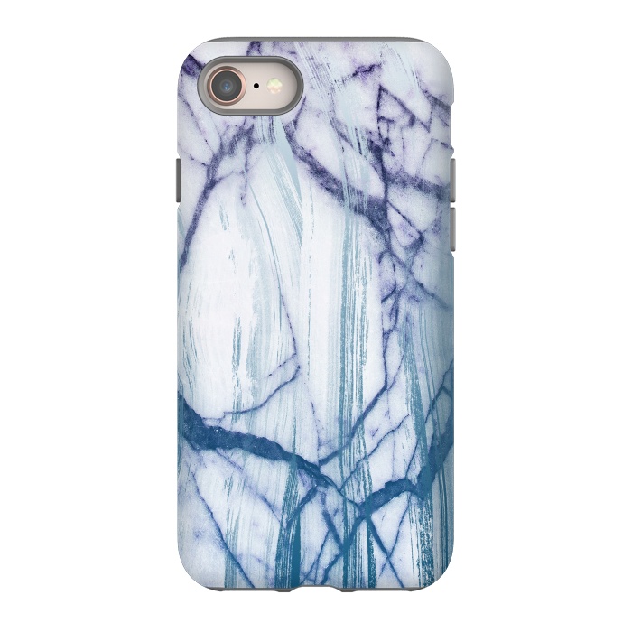 iPhone 8 StrongFit Blue white marble brushstrokes by Oana 