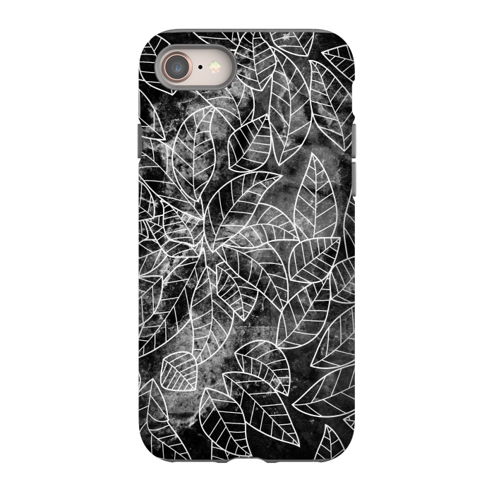 iPhone 8 StrongFit Black and white leaves on marble by Oana 