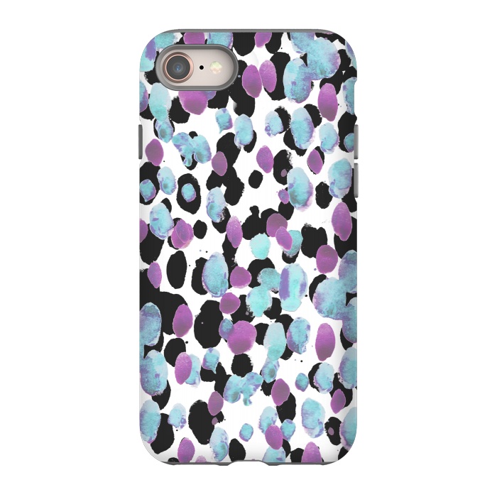 iPhone 8 StrongFit Purple blue animal print paint spots by Oana 