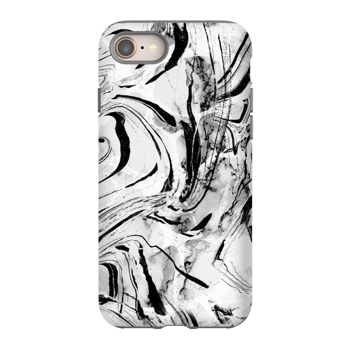 iPhone 8 StrongFit White marble with black brushed stripes  by Oana 