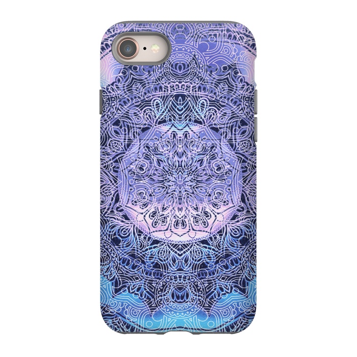 iPhone 8 StrongFit Purple blue ethnic gradient mandala flowers by Oana 
