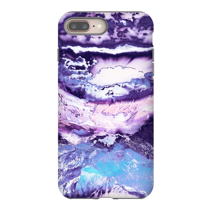 iPhone 8 plus StrongFit Purple blue sunset mountain landscape art by Oana 