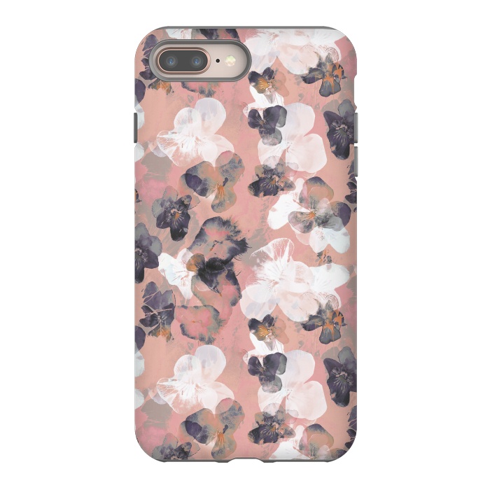 iPhone 8 plus StrongFit White pink transparent pansy petals painting by Oana 