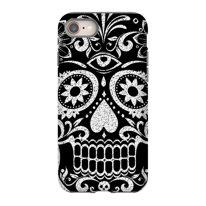 iPhone 8 StrongFit White glitter day of the dead sugar skull - Halloween by Oana 