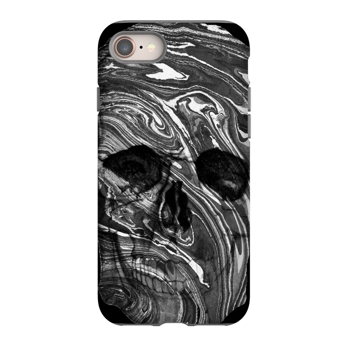 iPhone 8 StrongFit Black and white marble skull - Halloween by Oana 
