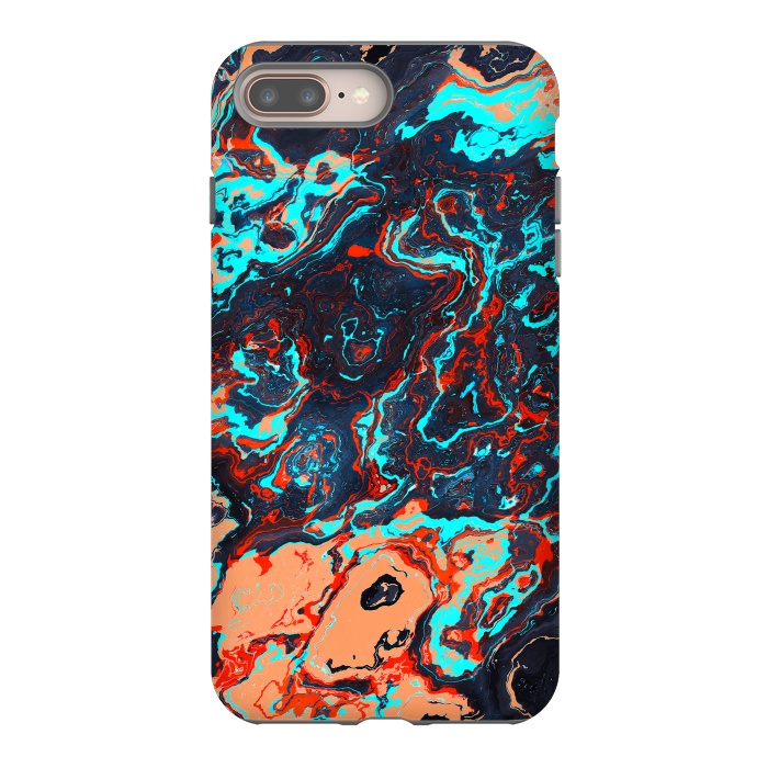 iPhone 8 plus StrongFit Black Marble Colorful Waves by Art Design Works
