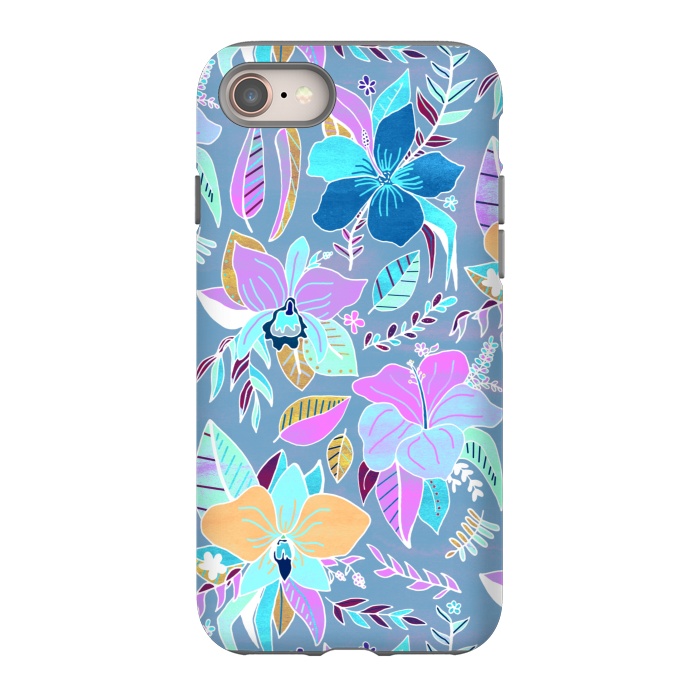 iPhone 8 StrongFit Pastel Tropical Floral by Tigatiga