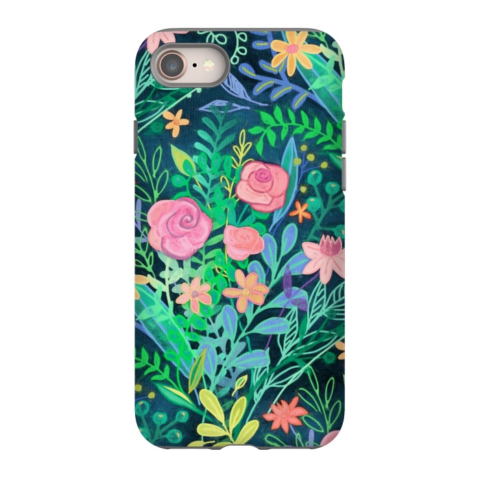 iPhone 8 StrongFit Bright Floral Posie on Dark Green by Micklyn Le Feuvre