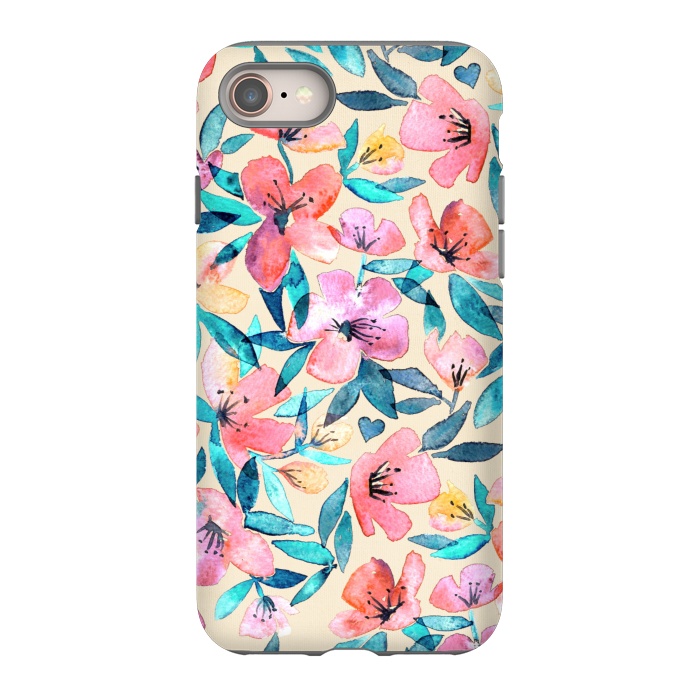 iPhone 8 StrongFit Fresh Watercolor Floral on Cream  by Micklyn Le Feuvre