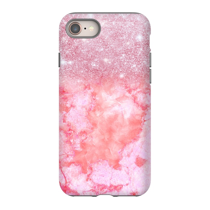 iPhone 8 StrongFit Glitter on Pink Blush Agate  by  Utart
